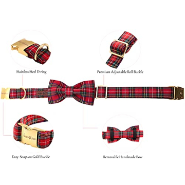Unique Style Paws Christmas Dog Collar Bow Tie Adjustable for Dogs