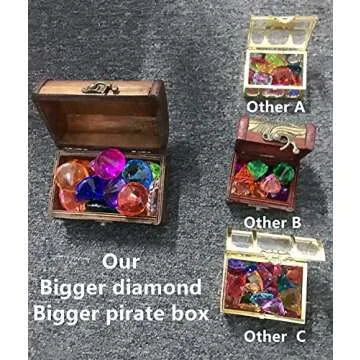 PUBGAMER Diving Gem Pool Toy 15 Big Colorful Diamond Set with Big Treasure Chest Pirate Box Underwater Gem Diving Dive Throw Toy Set Swimming Training Gift Toy