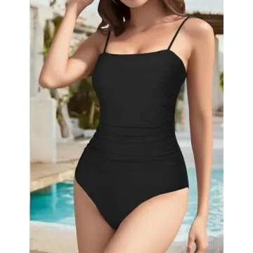 Women's Vintage Push-up One Piece Swimsuit with Tummy Control