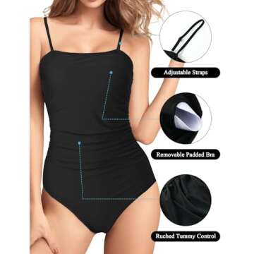 Women's Vintage Push-up One Piece Swimsuit with Tummy Control