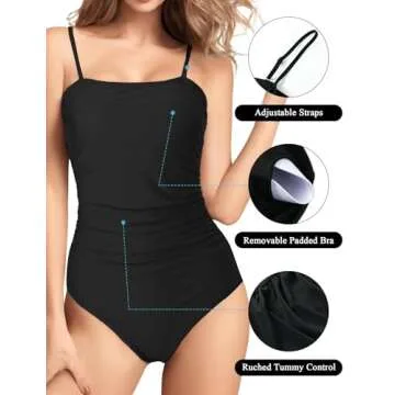 Women's Vintage Push-up One Piece Swimsuit with Tummy Control
