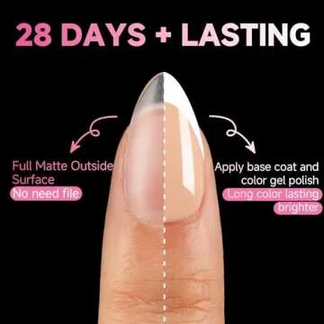 UNA GELLA Short Almond Nail Tips, 312Pcs Pre-file Inner & Full Matte Surface Short Almond Gel x Nail Tips, 15 Sizes No C Curve Soft Gel Nail Tips Acrylic False Nails for Nail Extension Art DIY Salon