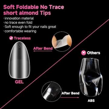 UNA GELLA Short Almond Nail Tips, 312Pcs Pre-file Inner & Full Matte Surface Short Almond Gel x Nail Tips, 15 Sizes No C Curve Soft Gel Nail Tips Acrylic False Nails for Nail Extension Art DIY Salon