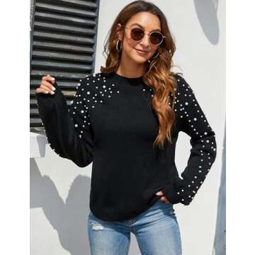Blooming Jelly Women's Oversized Pearl Knit Sweater