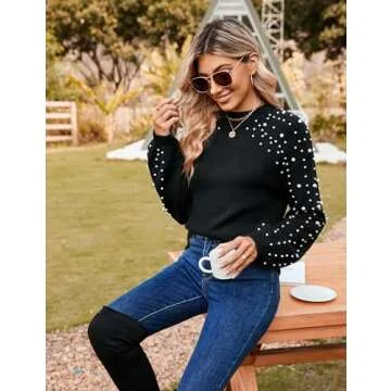 Blooming Jelly Women's Oversized Pearl Knit Sweater