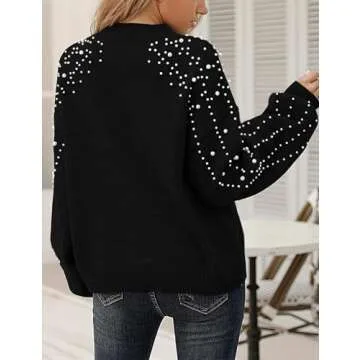 Blooming Jelly Women's Oversized Pearl Knit Sweater