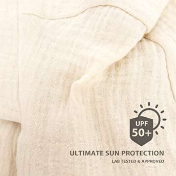 Baby Hat Brimmed Sun Bonnet Muslin Double Gauze (Cotton) Toddler Fashion Hat Boys Girls Earflap Beanie, Beige+Pink, S