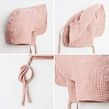 UPF 50 Baby Sun Bonnet Lightweight Cotton Hat for Infants