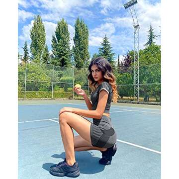 OYS Women's Workout Set 2 piece Seamless High Waisted Active Shorts Running Yoga Gym Outfits Clothes Grey