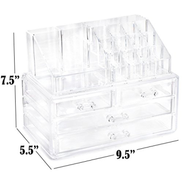 Masisrs Clear Makeup Organizer - Elegant 16 Compartment Storage