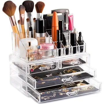 Masisrs Clear Makeup Organizer - Elegant 16 Compartment Storage