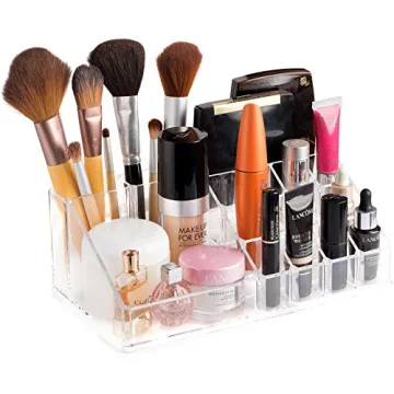Masisrs Clear Makeup Organizer - Elegant 16 Compartment Storage