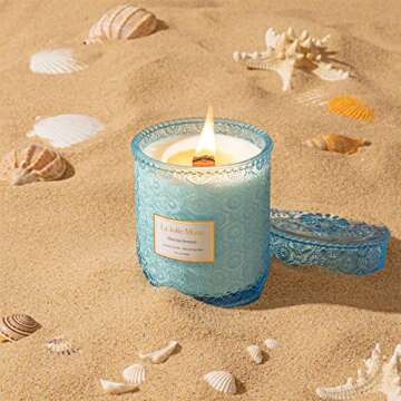 LA JOLIE MUSE Summer Marine Breeze Scented Candle, Natural Soy Candle for Home, Long Burning Time, Large Glass Jar Candles, 19.4 Oz
