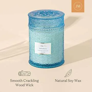 LA JOLIE MUSE Summer Marine Breeze Scented Candle, Natural Soy Candle for Home, Long Burning Time, Large Glass Jar Candles, 19.4 Oz