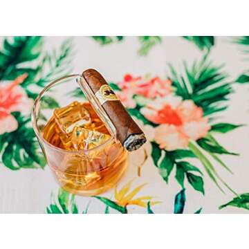 Ruckus Creations Premium Whiskey Glass and Cigar Holder - Dual-Purpose Cigar Rest. Old Fashioned Cigar Whiskey Glass with Cigar Holder, Whisky Gift for Men, Father, Boyfriend, Husband