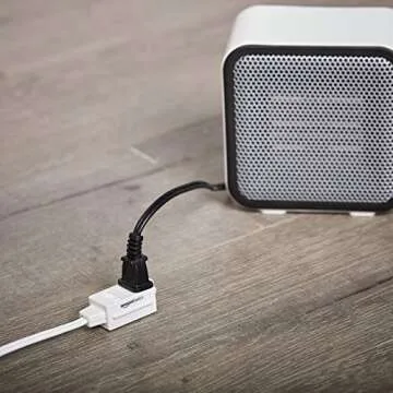 Amazon Basics Extension Cord with Multiple Outlets, 3 ft 2-Prong Indoor Power Strip, Flat Plug, 13 Amps, 1625 Watts, 125 VAC, White, 2-Pack