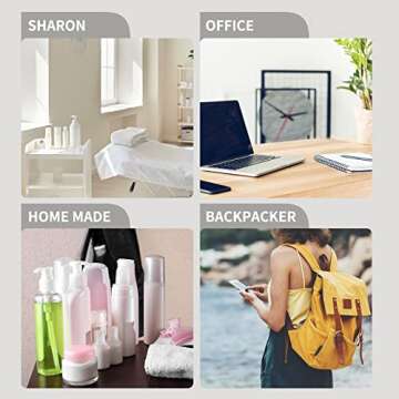 LISAPACK 8.3oz Travel Bottles with Flip Cap (4 Pcs) Empty Dispenser Container for Travel Size Cosmetics (250ml, Clear)