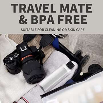 LISAPACK 8.3oz Travel Bottles with Flip Cap (4 Pcs) Empty Dispenser Container for Travel Size Cosmetics (250ml, Clear)