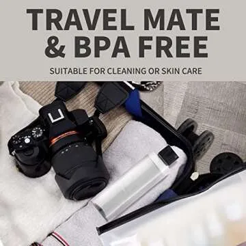 LISAPACK 8.3oz Travel Bottles with Flip Cap (4 Pcs) Empty Dispenser Container for Travel Size Cosmetics (250ml, Clear)