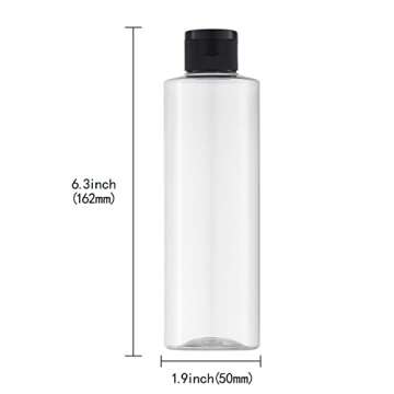 LISAPACK 8.3oz Travel Bottles with Flip Cap (4 Pcs) Empty Dispenser Container for Travel Size Cosmetics (250ml, Clear)