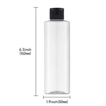 LISAPACK 8.3oz Travel Bottles with Flip Cap (4 Pcs) Empty Dispenser Container for Travel Size Cosmetics (250ml, Clear)
