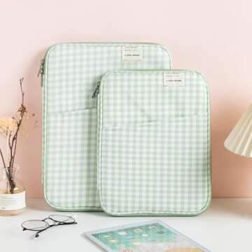 Donloise 11-13Inch Cute Puffy Laptop Sleeve Fairycore Carrying Laptop Bag Cover Kawaii Tablet Liner ...