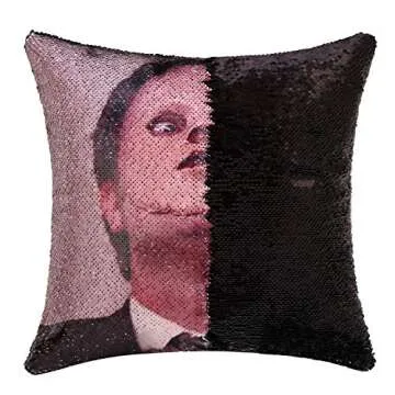Merrycolor The Office Throw Pillow Cover Dwight Schrute Mask Sequin Pillowcase Mermaid Decorative Cushion Cover Funny Gag Gifts 16 X 16 Inch