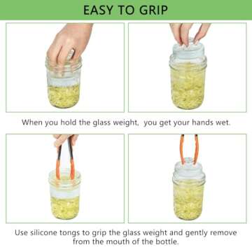 Artcome 10-Pack Glass Fermentation Weights with Easy Grip Handle and Unique Texture Design for Large Wide Mouth Mason Jars