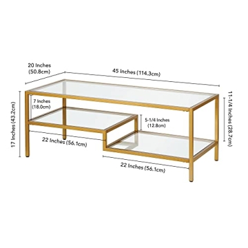 Henn&Hart Modern 45" Rectangular Brass Coffee Table