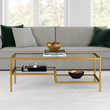 Henn&Hart Modern 45" Rectangular Brass Coffee Table