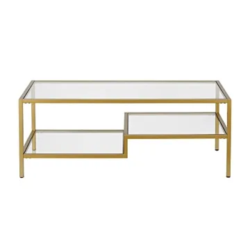 Henn&Hart Modern 45" Rectangular Brass Coffee Table