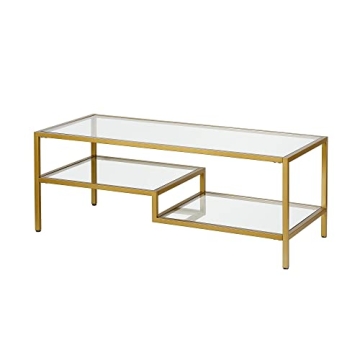 Henn&Hart Modern 45" Rectangular Brass Coffee Table