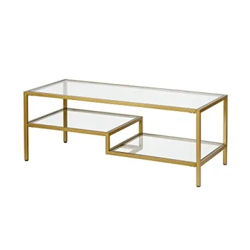 Henn&Hart Modern 45" Rectangular Brass Coffee Table