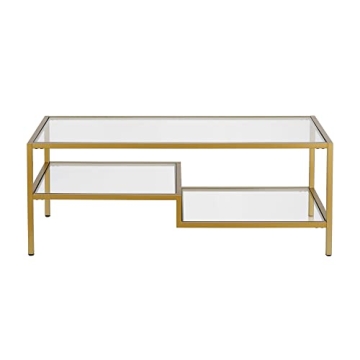 Henn&Hart Modern 45" Rectangular Brass Coffee Table