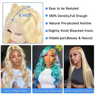Avolo 30 Inch 613 Lace Front Wig Human Hair 13x6 Transparent Lace Blonde Lace Front Wigs Human Hair 613 Body Wave Lace Front Wigs Human Hair Pre Plucked 613 HD Lace Frontal Wig 180% Density