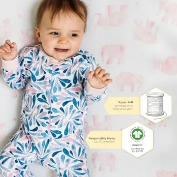 Burt's Bees Baby Organic Crib Sheets - Pink Elephants