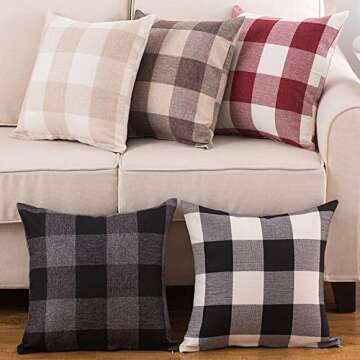 SEEKSEE Buffalo Plaid Pillow Covers Set of 4