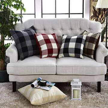 SEEKSEE Buffalo Plaid Pillow Covers Set of 4
