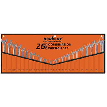 HORUSDY 26-Piece Wrench Set | Durable SAE & Metric Tools with Roll-up Pouch