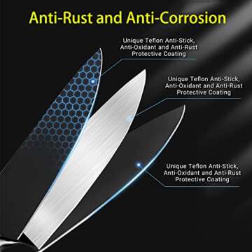 Knife Block Set, 15 Piece Kitchen Knife Set with 6 Steak Knife Set with Sharpener Chef Knife High German Carbon Stainless Steel Knife with Wooden Block Bread Knife Boxed