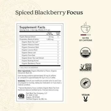 Yogi Spiced Blackberry Focus Tea - Organic Energy Booster