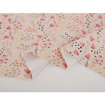 COTTONVILL Collection Cwtch 20COUNT Cotton Print Quilting Fabric (1yard, 07-Meadow Cream)
