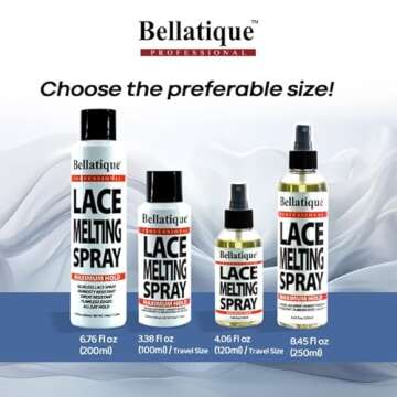 Bellatique Lace Melting Spray (6.67 oz) - Maximum Hold. Flawless Edges, Quick & Easy, Fast Drying, Humidity Resistant, Sweat Resistant, All Day Hold, Quick Drying, Flake Free, Easily Removed.