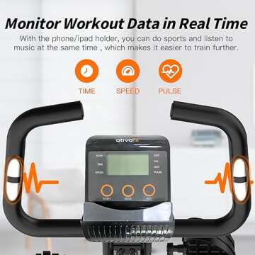 ATIVAFIT Exercise Bike Foldable Fitness Indoor Stationary Bike Magnetic 3 in 1 Upright Recumbent Exercise Bike for Home Workout (Black)