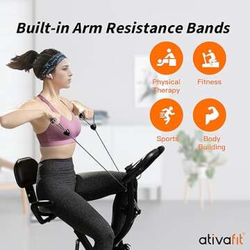 ATIVAFIT Exercise Bike Foldable Fitness Indoor Stationary Bike Magnetic 3 in 1 Upright Recumbent Exercise Bike for Home Workout (Black)