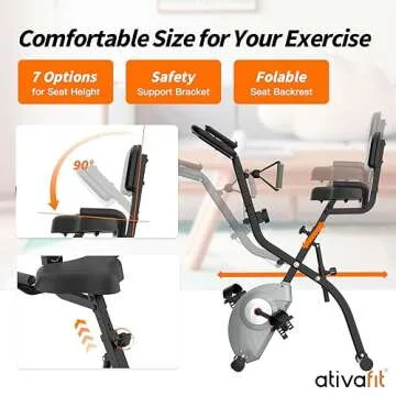 ATIVAFIT Exercise Bike Foldable Fitness Indoor Stationary Bike Magnetic 3 in 1 Upright Recumbent Exercise Bike for Home Workout (Black)