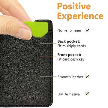 Phone Card Holder, Leather Phone Wallet Stick On, Card Holder for Back of Phone Credit Card Holder f...