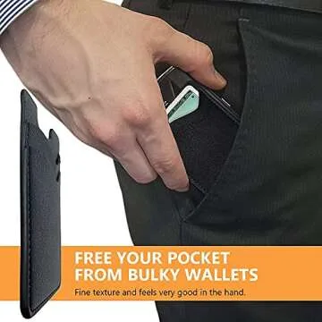 Phone Card Holder, Leather Phone Wallet Stick On, Card Holder for Back of Phone Credit Card Holder for Phone Case Compatible with Most of Cell Phone (iPhone, Samsung) - 2Pack Black