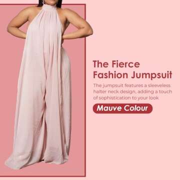 Fierce Fashion The Jumpsuit, Women Sleeveless Halter Neck Jumper, Trendy Wide Leg One Piece, Summer ...