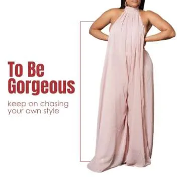 Fierce Fashion The Jumpsuit, Women Sleeveless Halter Neck Jumper, Trendy Wide Leg One Piece, Summer Romper for Women, (Mauve) (Mauve, Small)